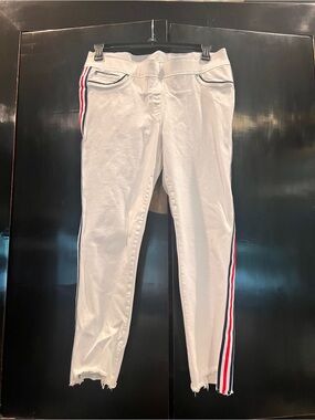 White Women's Jeans with Side Stripes